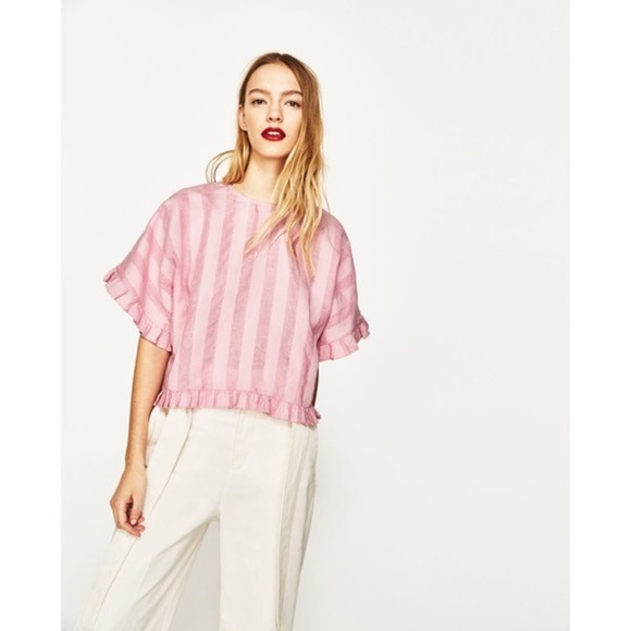 zara pink lace top